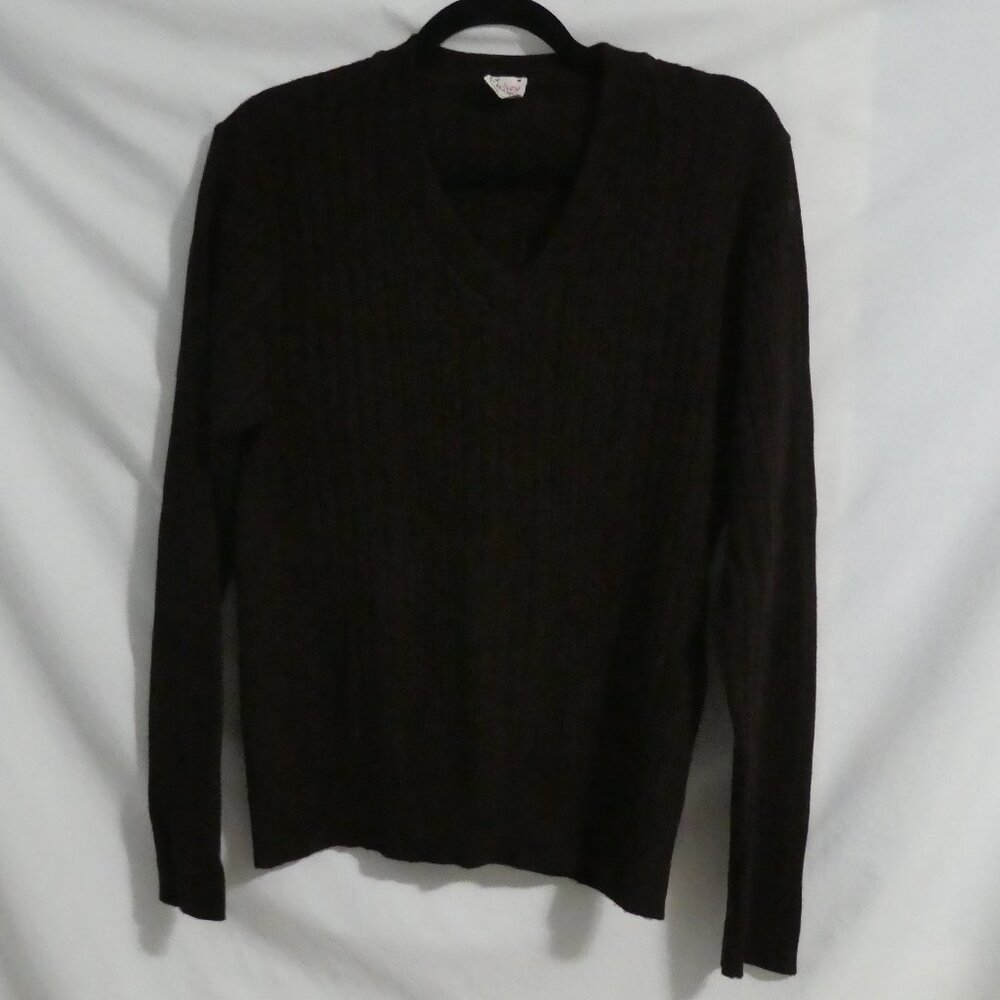 WOLSEY INTERNATIONAL MAN | medium | Ribbed Chocolate Brown V-Neck Sweater